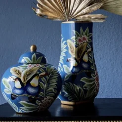 Vase blau mit Motiv Tropics Werner Voß