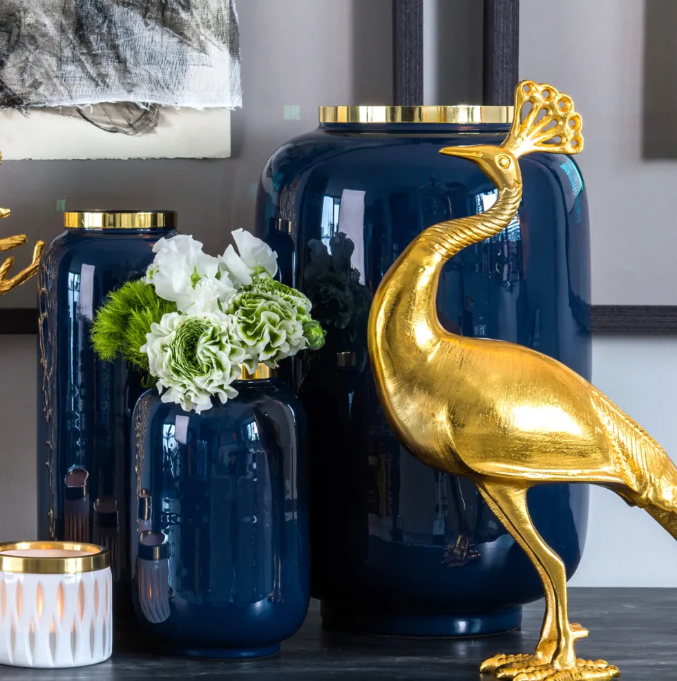 Vase Deko Saigon Saigon GiftCompany blau Höhe 40 cm