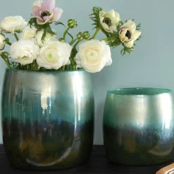 Vase Glas grün Linen GiftCompany Perlmutt