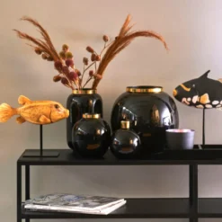 Vase modern rund Saigon GiftCompany schwarz