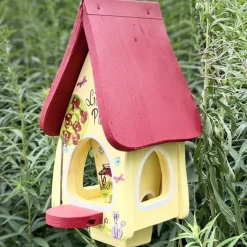 Vogelfutterhaus Handgemacht LIEBLINGSPLATZ Vogelvilla mit Ständer Höhe 33 cm