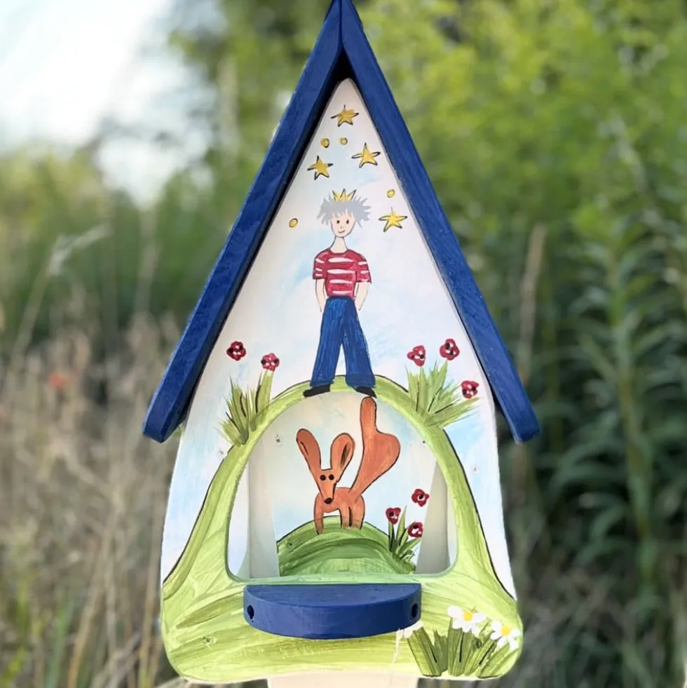 Vogelfutterhaus mit Ständer bunt Papageno Vogelvilla Höhe 45 cm