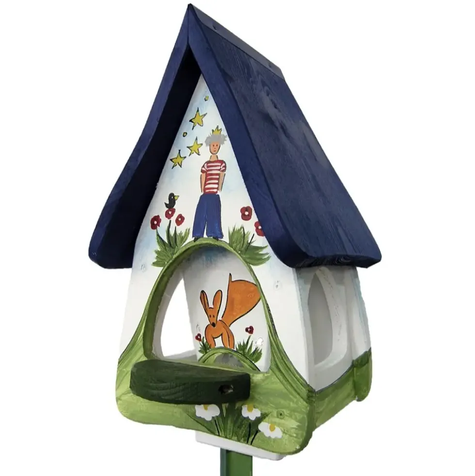 Vogelfutterhaus mit Ständer bunt Papageno Vogelvilla Höhe 45 cm