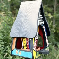 Vogelfutterhaus mit Ständer bunt Märchenwelt Vogelvilla Höhe 52 cm