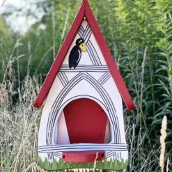Vogelfutterhaus mit Ständer Fachwerkhaus Vogelvilla Höhe 45 cm