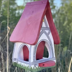 Vogelfutterhaus mit Ständer Fachwerkhaus Vogelvilla Höhe 45 cm