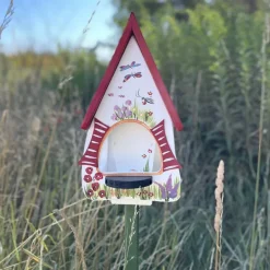 Vogelfutterhaus mit Ständer GARTENZAUBER weiß Vogelvilla Höhe 45 cm