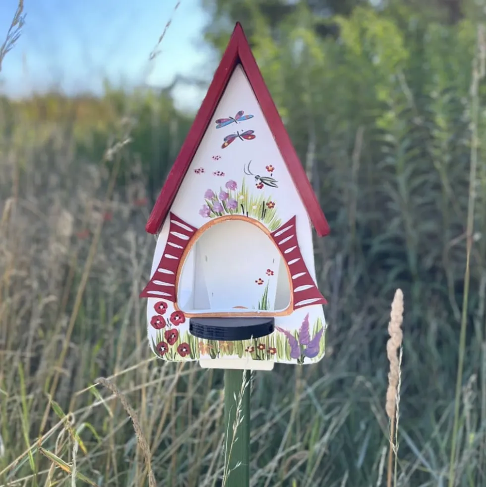 Vogelfutterhaus mit Ständer GARTENZAUBER weiß Vogelvilla Höhe 45 cm