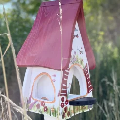 Vogelfutterhaus mit Ständer GARTENZAUBER weiß Vogelvilla Höhe 45 cm