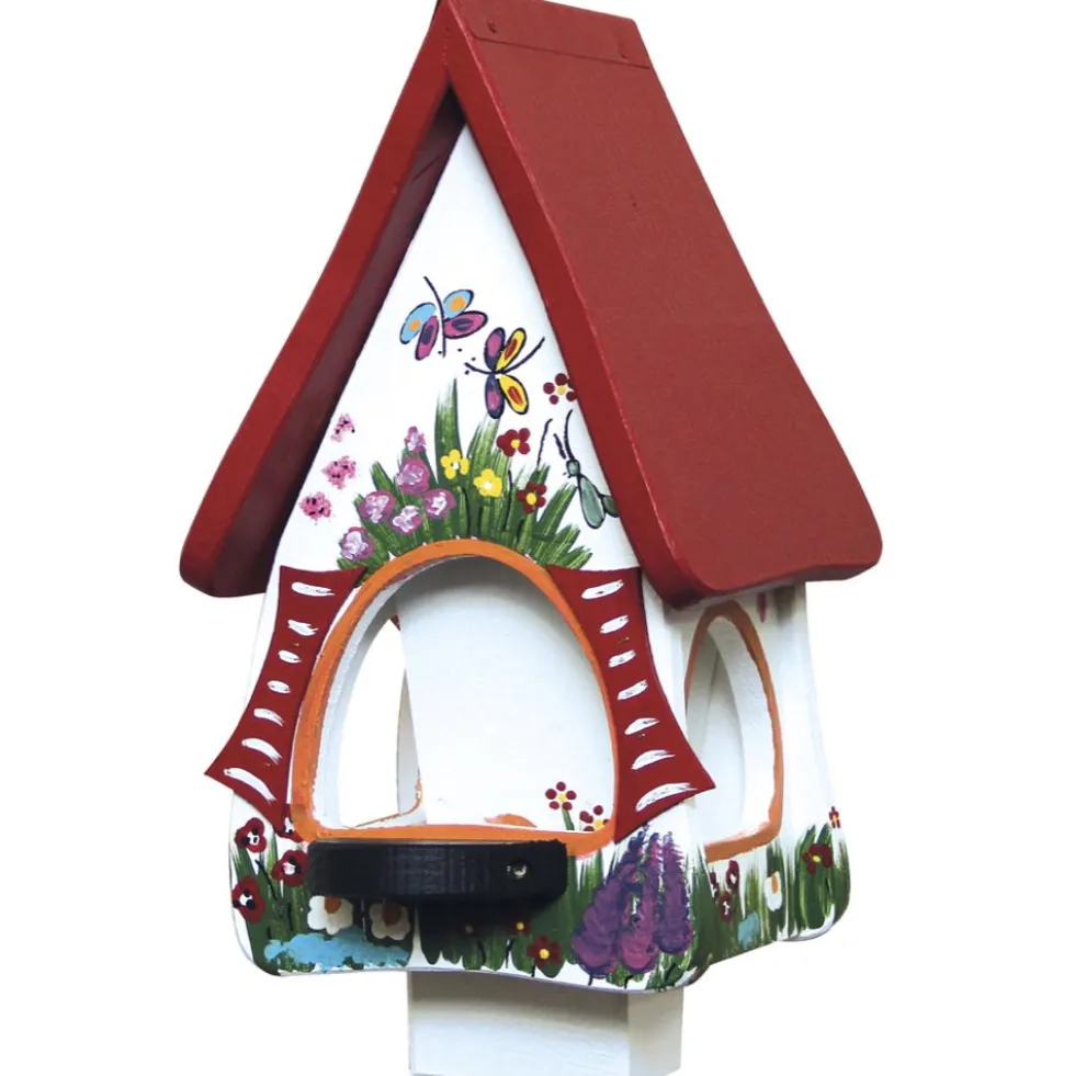 Vogelfutterhaus mit Ständer GARTENZAUBER weiß Vogelvilla Höhe 45 cm