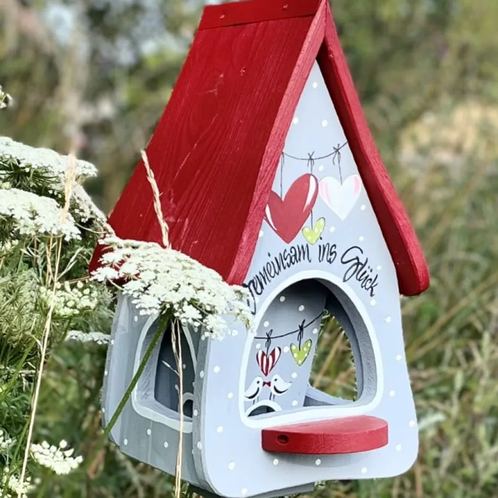 Vogelfutterhaus mit Ständer GEMEINSAM INS GLÜCK Vogelvilla Höhe 45 cm