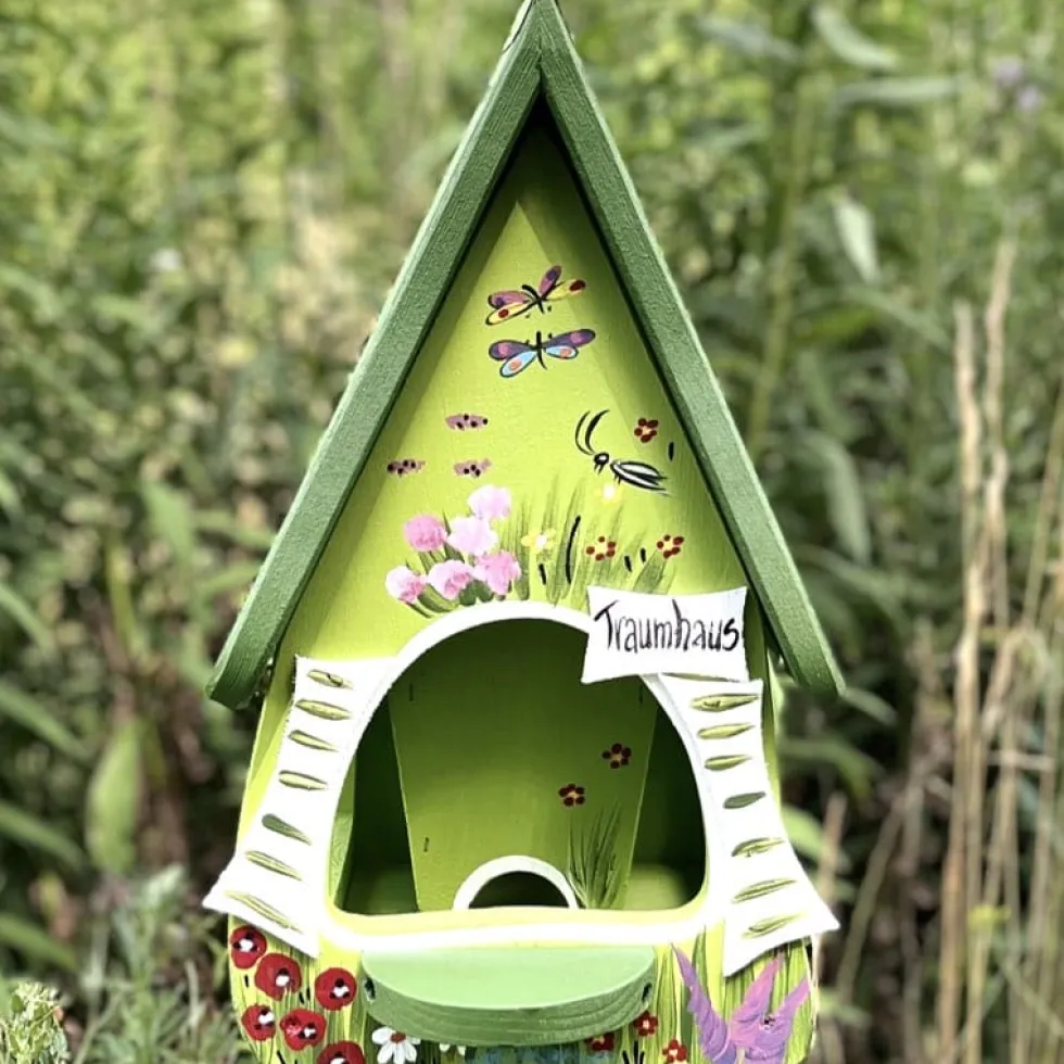 Vogelfutterhaus mit Ständer grün Traumhaus Vogelvilla Höhe 45 cm