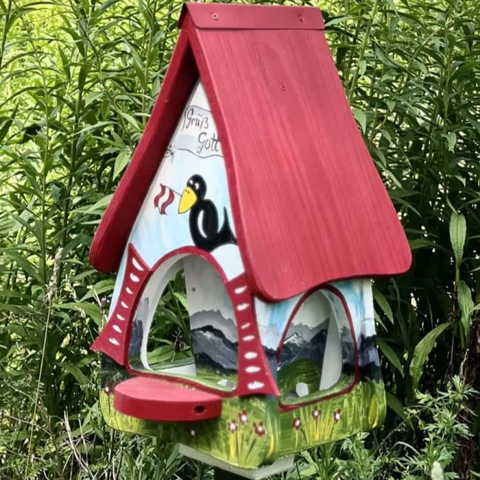 Vogelfutterhaus mit Ständer groß Grüss Gott Vogelvilla Höhe 45 cm