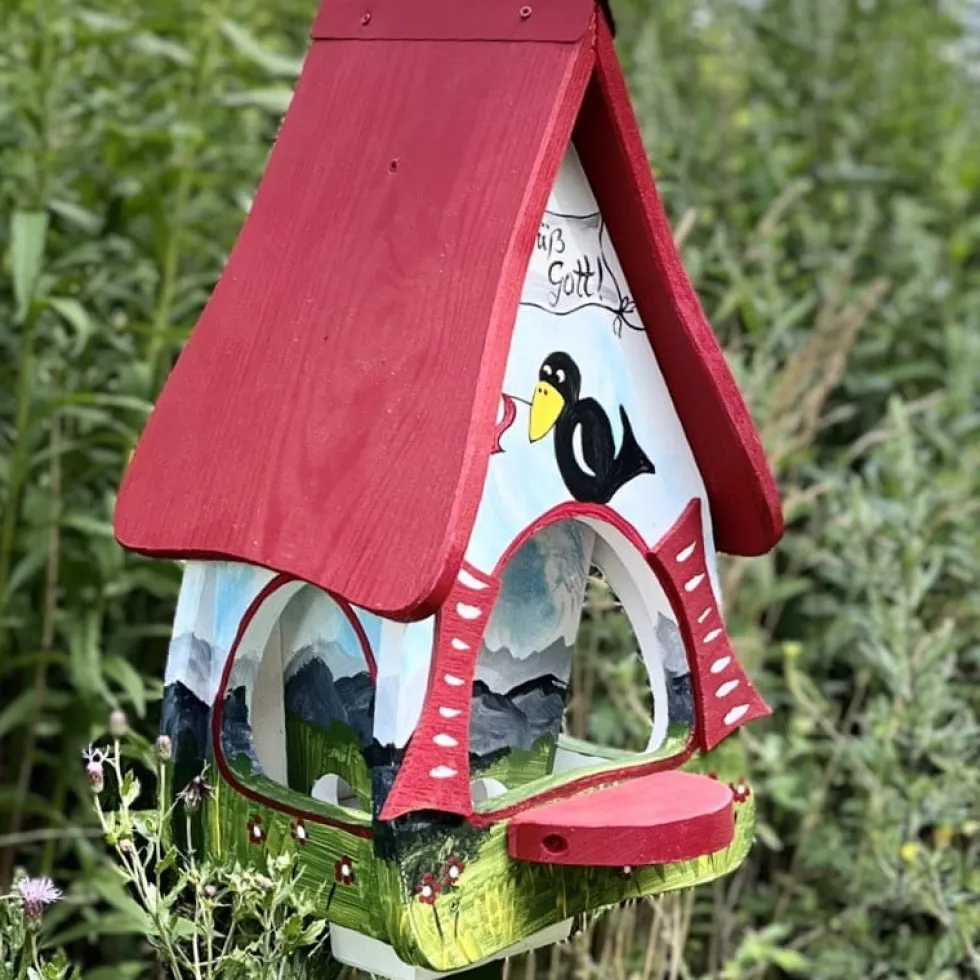 Vogelfutterhaus mit Ständer groß Grüss Gott Vogelvilla Höhe 45 cm