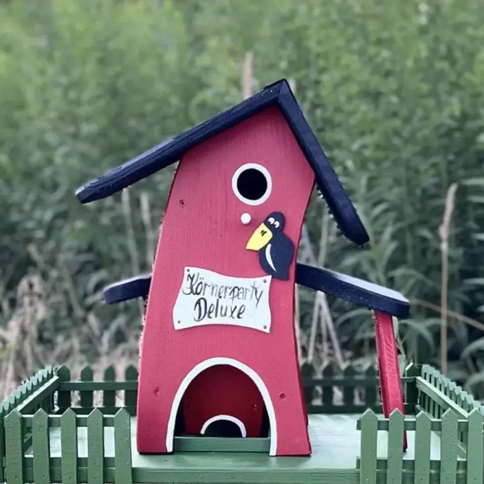 Vogelfutterhaus mit Ständer KÖRNERPARTY Vogelvilla Höhe 45 cm