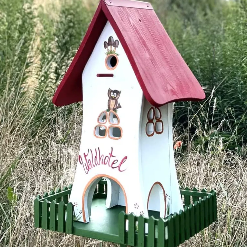 Vogelfutterhaus mit Ständer Waldhotel Vogelvilla Höhe 65 cm