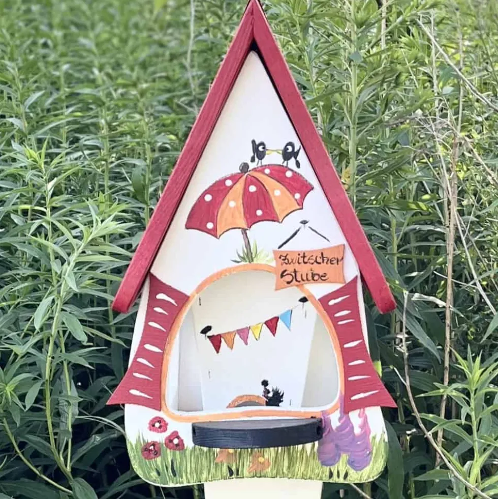 Vogelfutterhaus mit Ständer Zwitscherstube Vogelvilla Höhe 45 cm