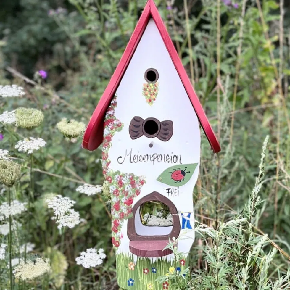 Vogelfutterhaus Nistkasten mit Ständer MEISENPENSION Vogelvilla Höhe 62 cm