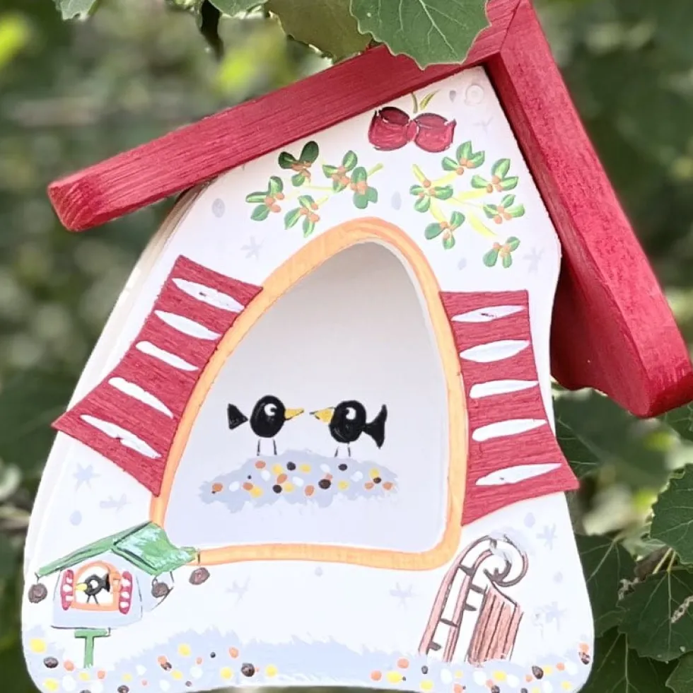Vogelfutterhaus zum Hängen WINTERZAUBER Vogelvilla Höhe 23 cm