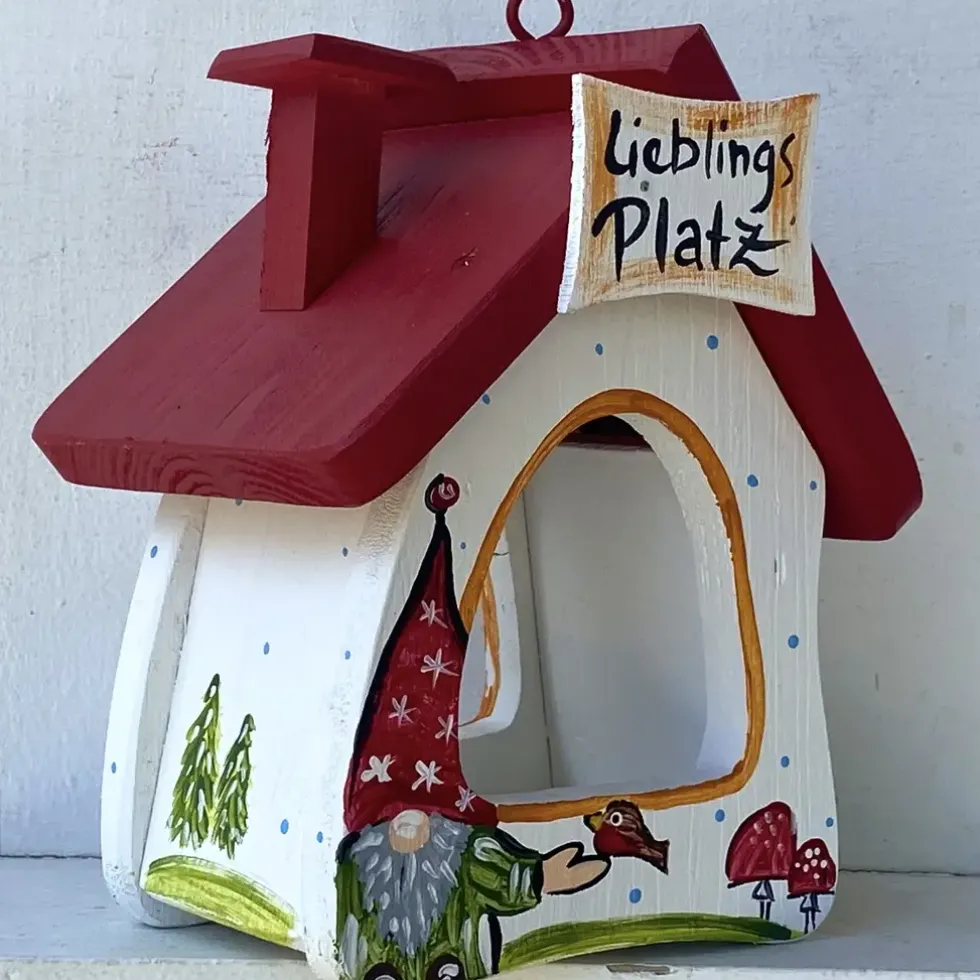 Vogelfutterhaus zum Hängen Zwergenparty Lieblingsplatz Vogelvilla
