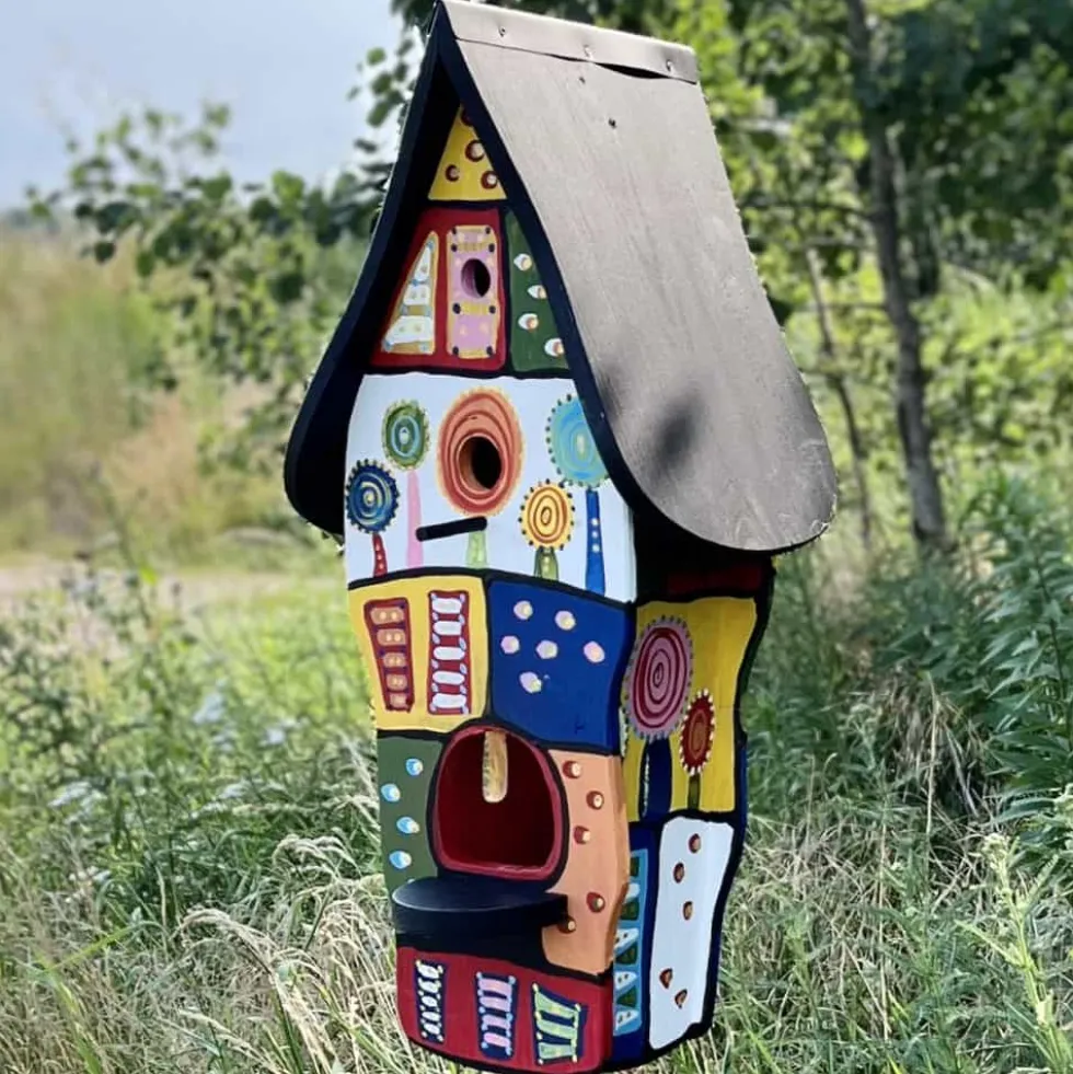 Vogelhaus auf Ständer Traumwelt bunt Vogelvilla Höhe 62 cm