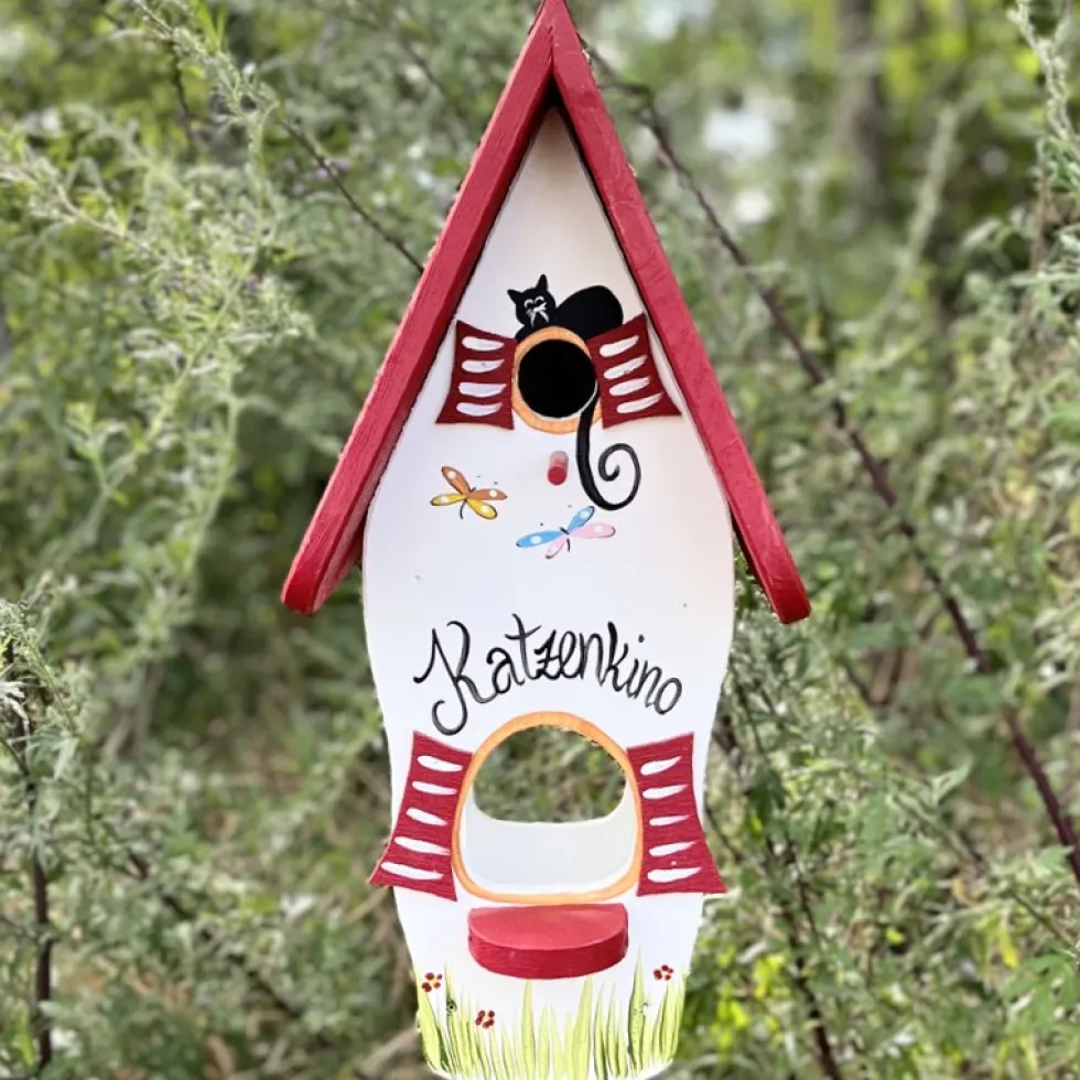 Vogelhaus groß mit Ständer Katzenkino Vogelvilla Höhe 50 cm