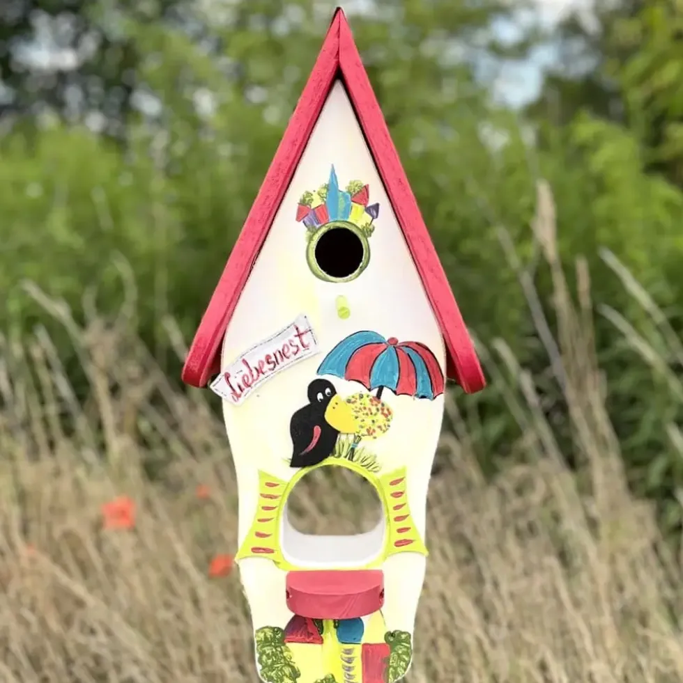 Vogelhaus groß mit Ständer LIEBESNEST Vogelvilla Höhe 50 cm