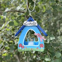 Vogelhaus Laterne hängend LICHTVILLA blau Vogelvilla Höhe 23 cm