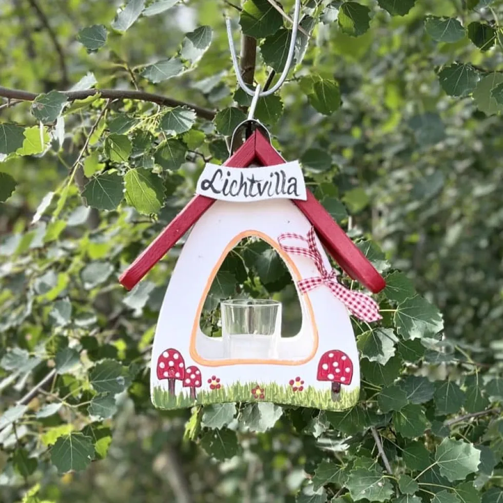 Vogelhaus LICHTVILLA Laterne hängend weiß Vogelvilla Höhe 23 cm