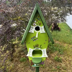 Vogelhaus mit Ständer Gartenzauber grün Höhe 50 cm