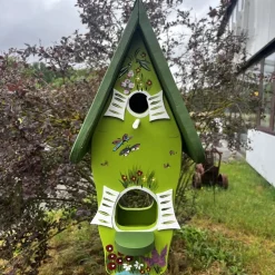 Vogelhaus mit Ständer Gartenzauber grün Höhe 50 cm