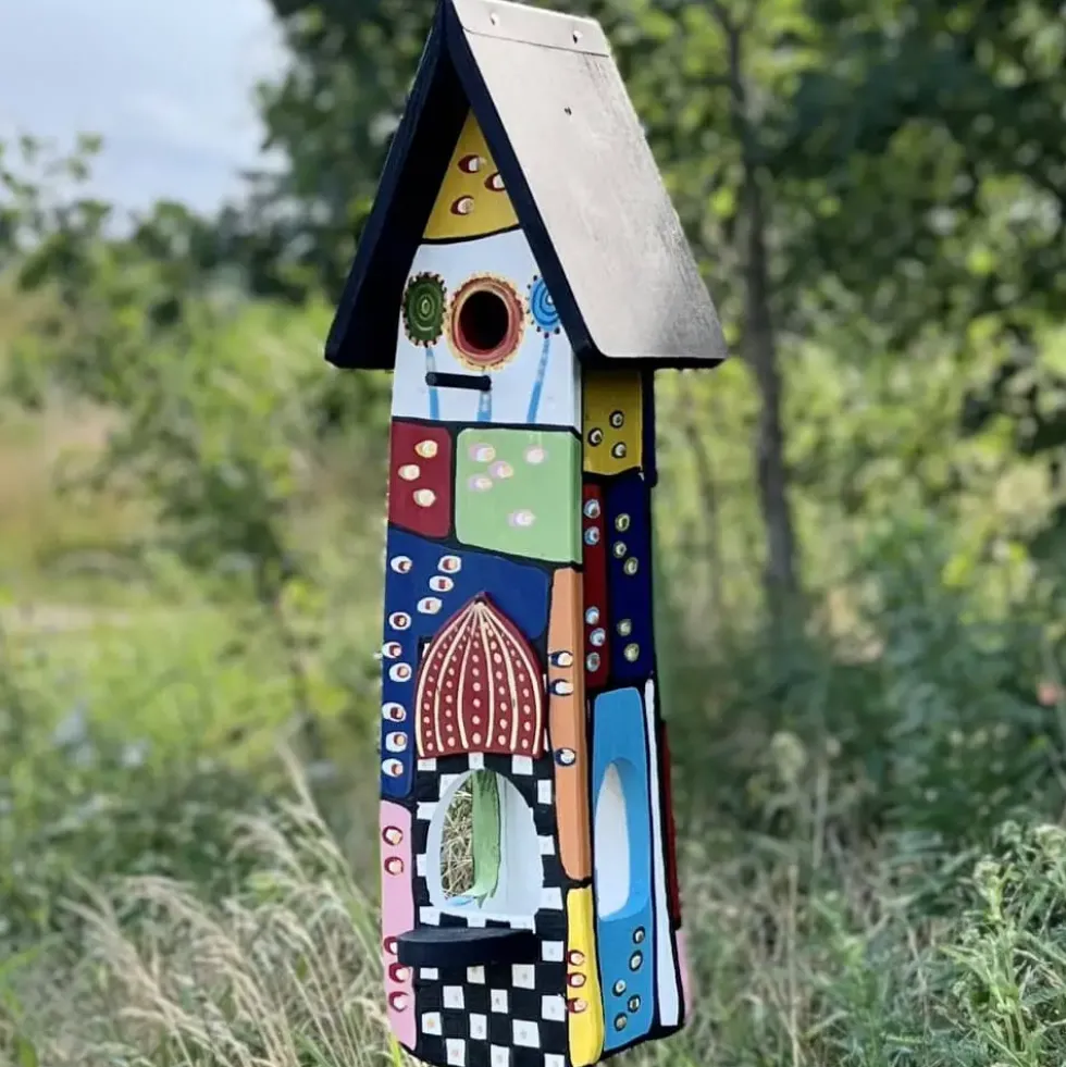 Vogelhaus mit Ständer groß WUNSCHWELT Vogelvilla Höhe 61 cm