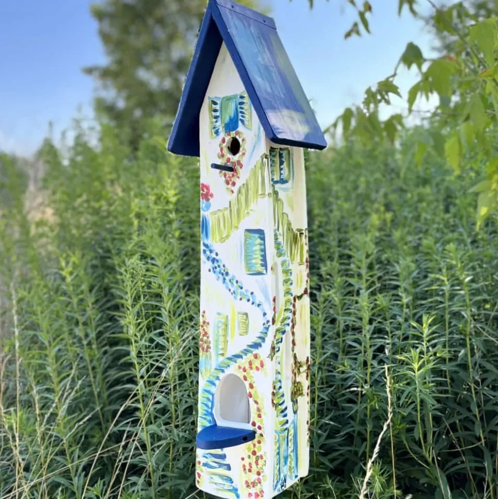 Vogelhaus mit Ständer Mykonos Vogelvilla Höhe 84 cm