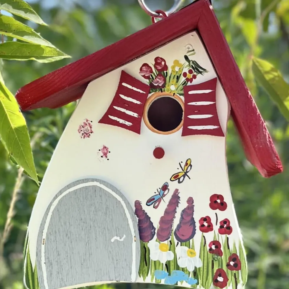 Vogelhaus Nistkasten bunt GARTENZAUBER Vogelvilla Höhe 23 cm