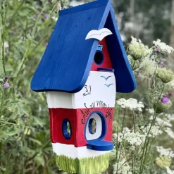 Vogelhaus Nistkasten mit Ständer AUF ZU NEUEN UFERN Vogelvilla Höhe 50 cm