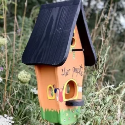 Vogelhaus Nistkasten mit Ständer Hier Piept’s Vogelvilla Höhe 50 cm