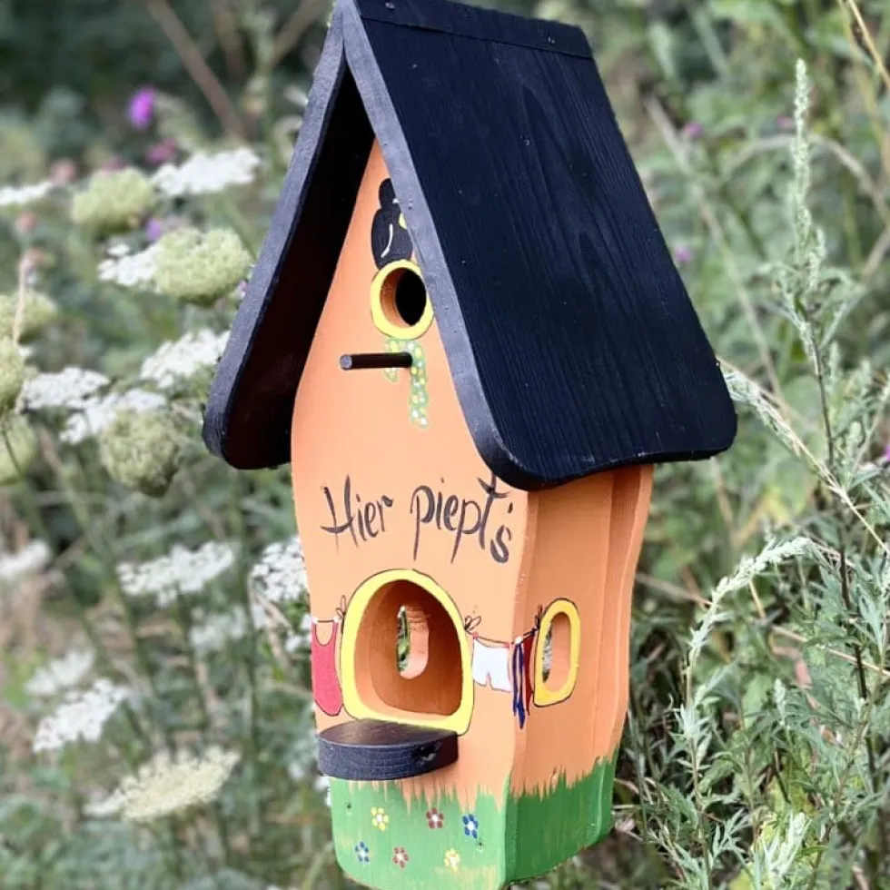 Vogelhaus Nistkasten mit Ständer Hier Piept’s Vogelvilla Höhe 50 cm