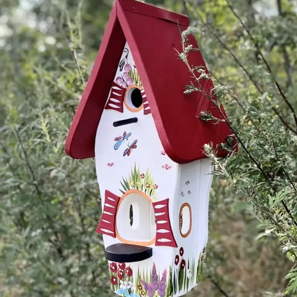Vogelhaus Nistkasten mit Ständer GARTENLIEBE Vogelvilla Höhe 50 cm