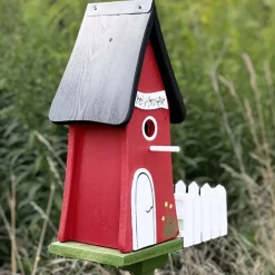 Vogelhaus XXL mit Ständer Bed & Breakfast Vogelvilla rot Höhe 44 cm