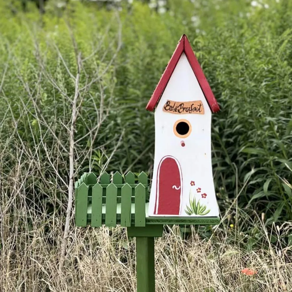 Vogelhaus XXL mit Ständer BREAKFASTCLUB Vogelvilla Höhe 44 cm
