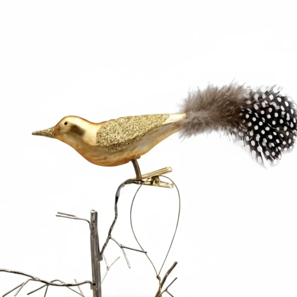 Vogel mit Clip Gold