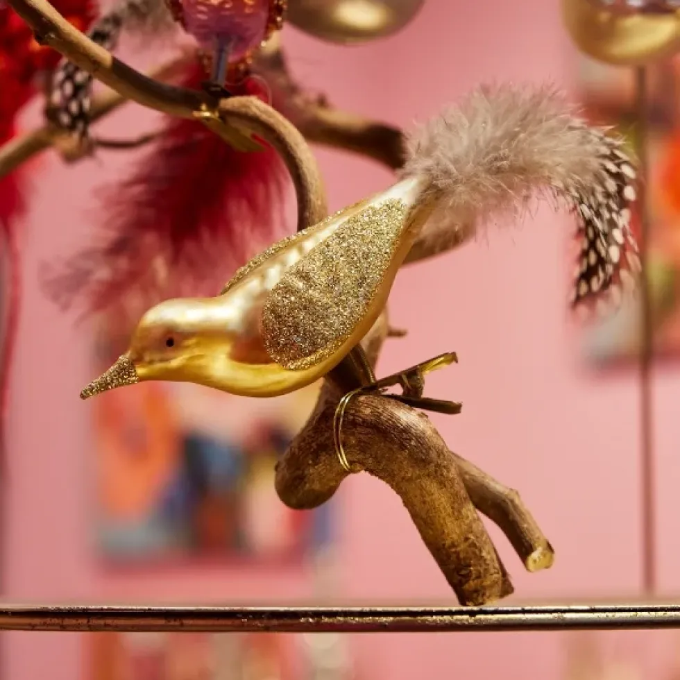 Vogel mit Clip Gold