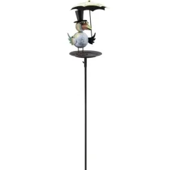 Vogeltränke Gartenstecker Metall Vogel mit Schirm Höhe 137 cm
