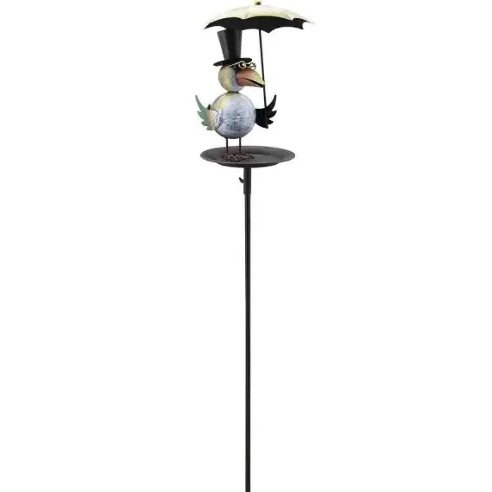 Vogeltränke Gartenstecker Metall Vogel mit Schirm Höhe 137 cm