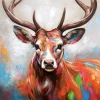 Wandbild handgemalt Colourful Deer 100×100 cm