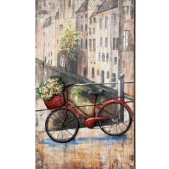 Wandbild Metallbild Blumenfahrrad 70×120 cm