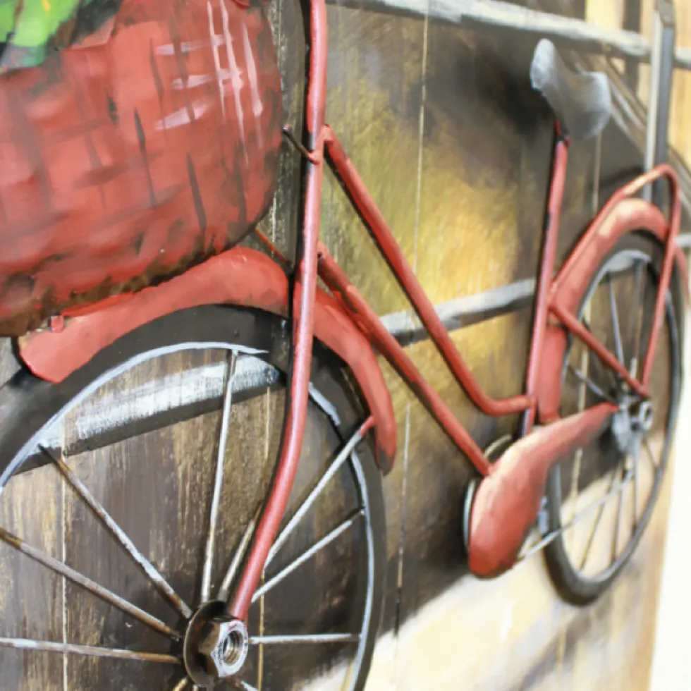 Wandbild Metallbild Blumenfahrrad 70×120 cm