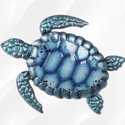 Wanddeko Metall Schildkröte Blau SCHILDI B 28 cm