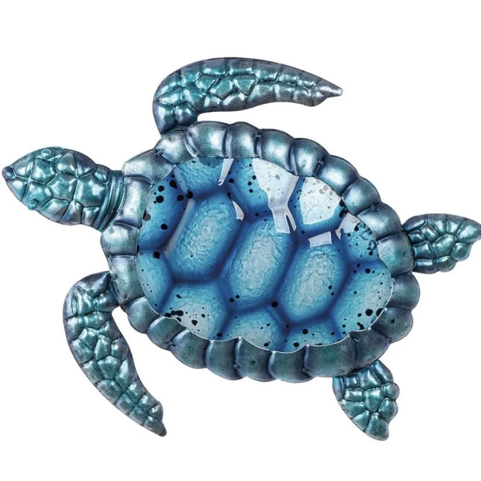 Wanddeko Metall Schildkröte Blau SCHILDI B 28 cm