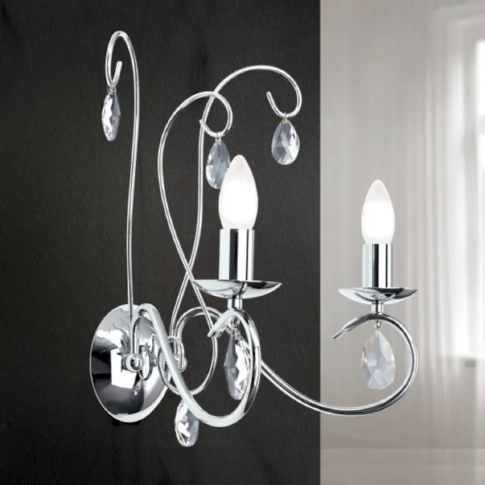 Wandleuchte Ancona chrom mit Kristallbehang
